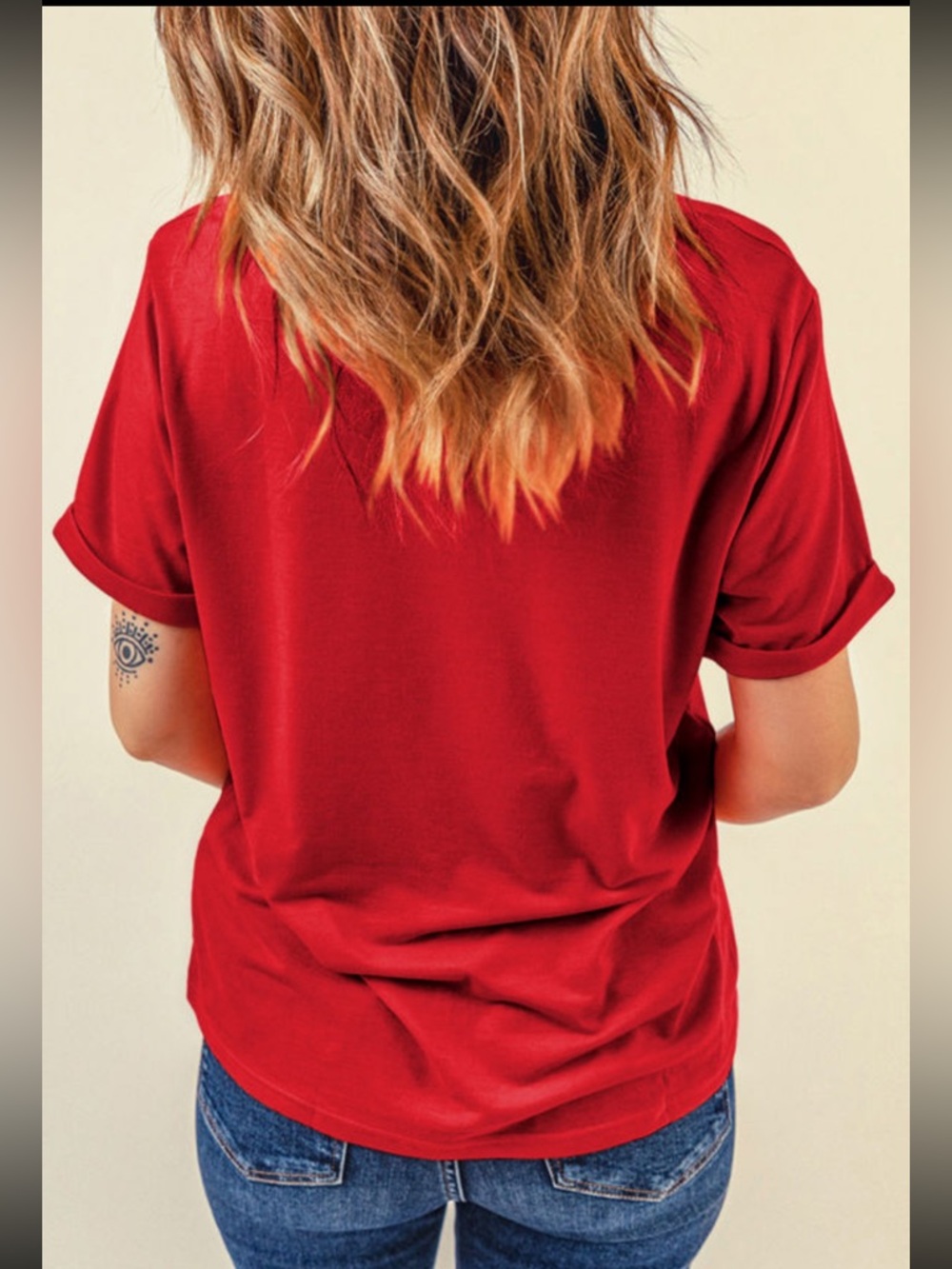 1172. Sequin stars USA Americana short sleeve t-shirt in red - Picture 4 of 5